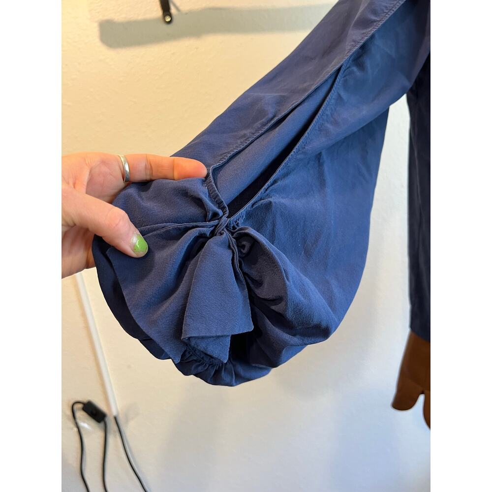 Fendi Blue Silk Tie Oversized Blouse Size 44 / XS Made in Italy - Picture 16 of 16